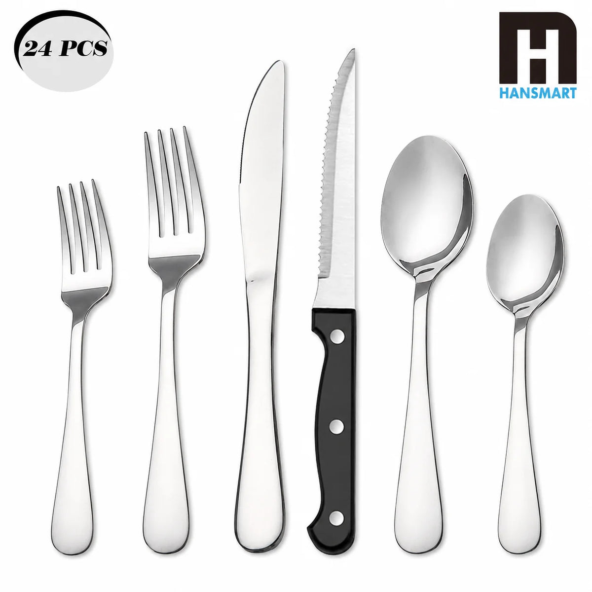 24-Piece Stainless Steel Flatware Set, Service for 4