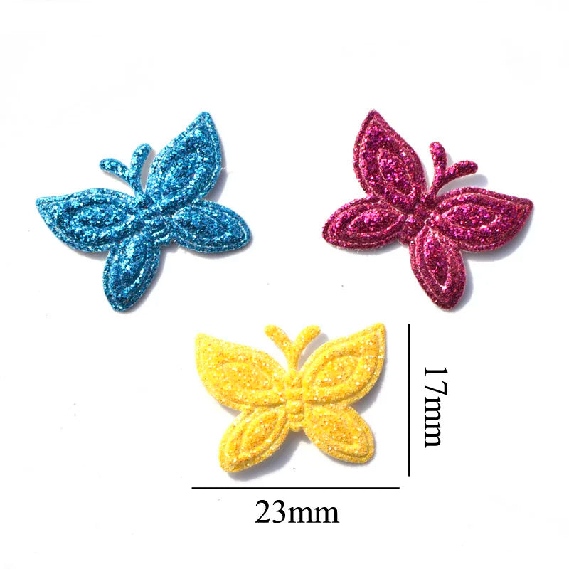 60Pcs Mixed Glitter Leather Padded Butterfly Felt Appliques for DIY Sewing Supplies Kids Craft Accessorie