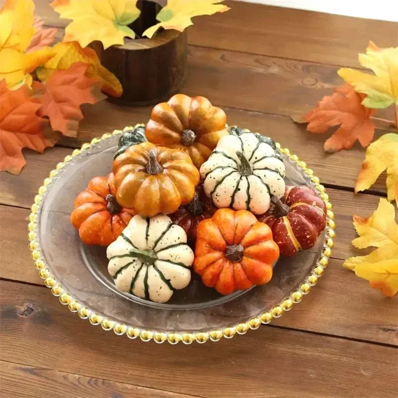 9Pcs Artificial Pumpkin Halloween Decorations for Home Mini Fake Pumpkin Autumn Harvest Party Thanksgiving Ornaments Props