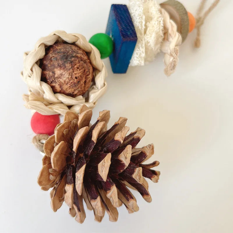 Bird Chewing Toy Funny Cotton Rope Pinecone Parrot Toys Bite Resistant Bird Tearing Toy Cockatiels Training Cage Toys For Pets