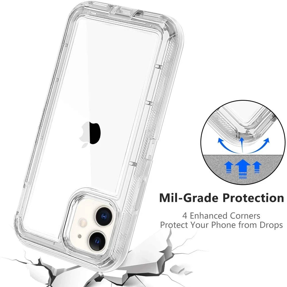 Military Level Heavy Duty Hard 3IN1 Transparent Shockproof for