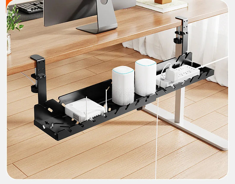 New Multi Functional Shelf Desk Under Table Hanging Metal Cable Holder Kitchen Organizer No-Drill Standing Desk Organizer