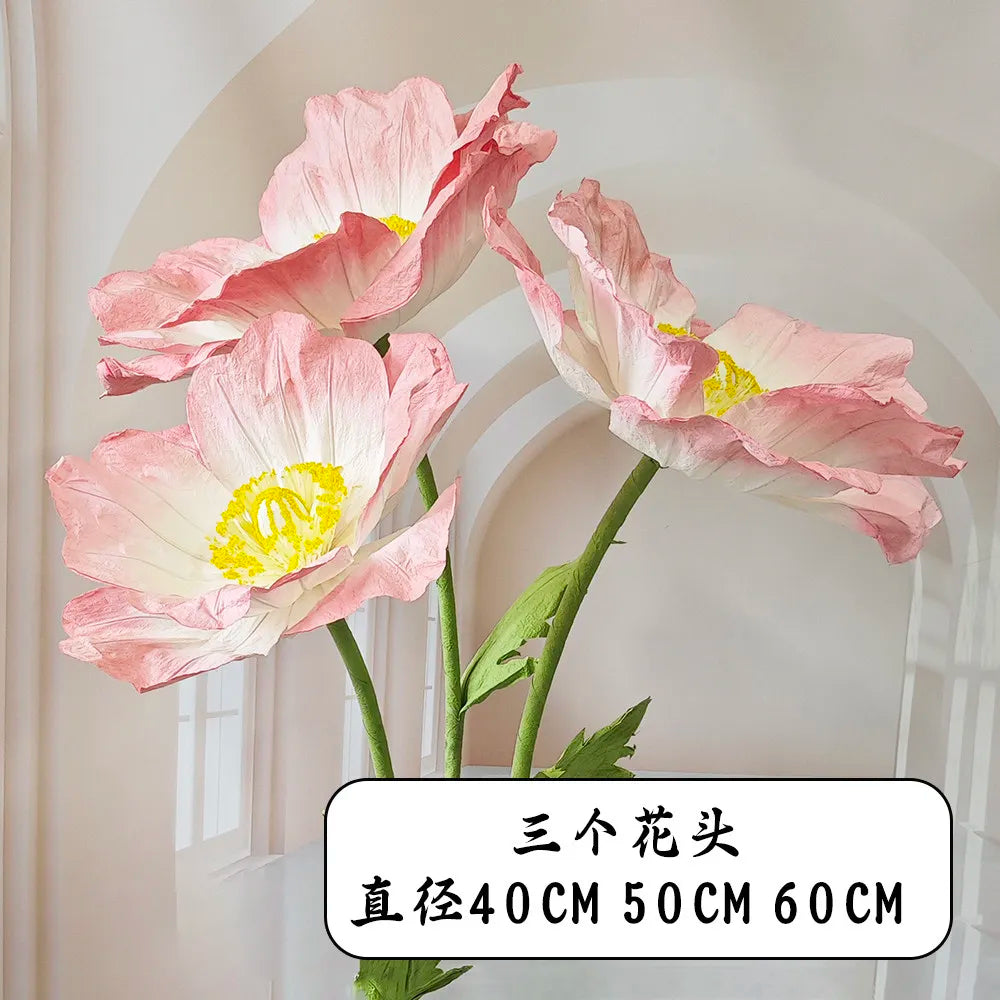Wedding Props Artificial Giant Poppy Paper Flower Wedding Road Guide Floral Birthday Party Backdrop Decor Stage Window Display