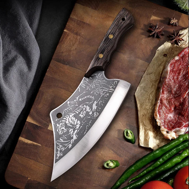 Hand Forge Blade Kitchen Knives Utility Chop Vegetables Cleaver Meat Boning Butcher Knife Wood Handle Chef Barbecue Cooking Tool