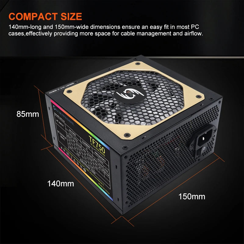 ATX RGB Fully Modular Gaming PSU Full Voltage 110- Computer Power