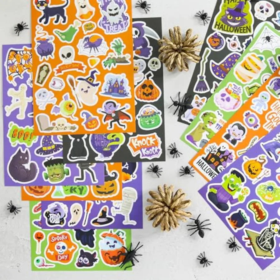 Halloween Stickers for Kids: 200-Piece Bulk Set of Spooky-Themed