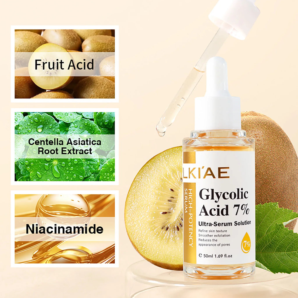 LKIAE Glycolic Acid Brightening Skin Care Set, Reduce Dark Spots, Unclog Pores, Clean Skin, Whitening Kit For All Skin Types