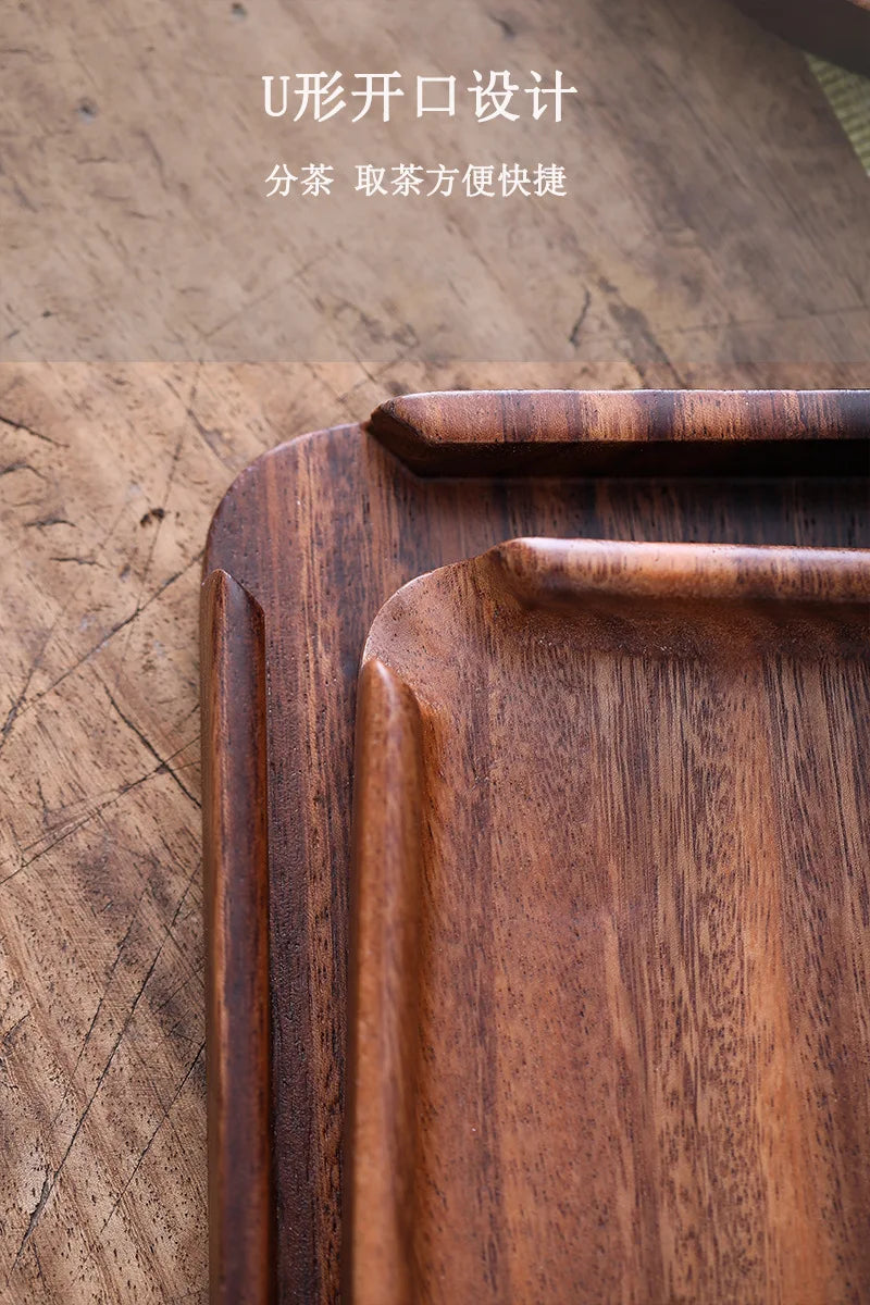 Walnut Solid Wood Tea Box Storage Tea Set Accessories Snack Storage Wooden Plate