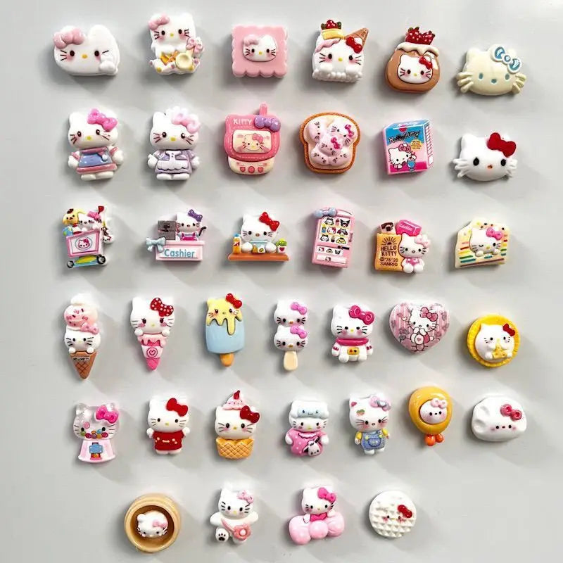 Hello Kitty Refrigerator Magnet Cute Cartoon Cute Cartoon Resin Material Magnetic Tile Fashion Personality Small Accessories