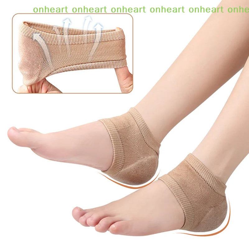 Heel Cups Plantar Fasciitis Support Feet Care Skin Repair Cushion Half-yard Socks Gel Silicone Heel Protector Sleeve Heel Pads