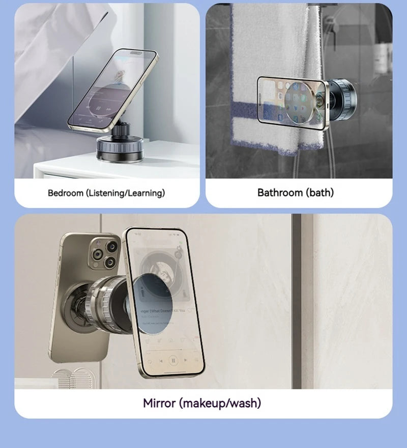 Universal Magnetic Phone Wireless Charger Holder Sucker in Car Home Mirro Gym Bath for Iphone 16 15 14 13 12 11 Pro Max Samsung