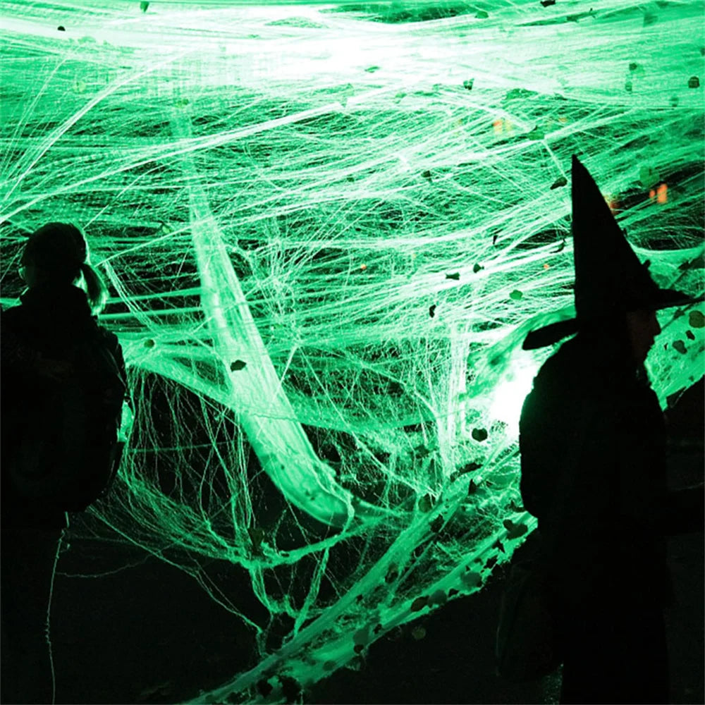 Halloween Decorations Artificial Spider Web Luminous Stretch