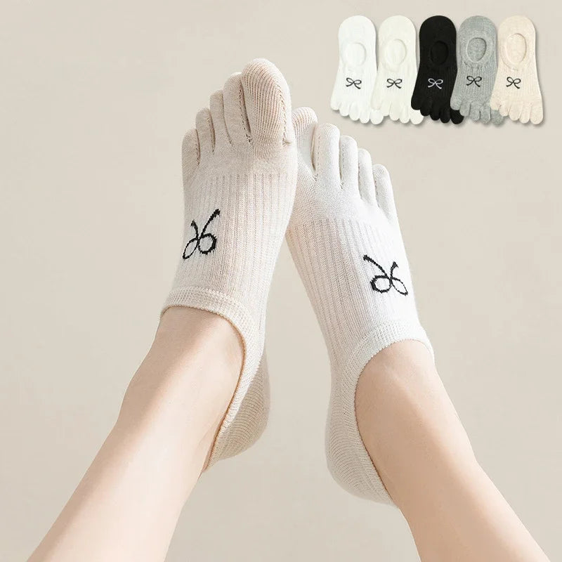 5 Pairs Five Finger Socks Women  Anti-slip Cotton Toe Socks with Separate Fingers Sports Summer Thin Slipper Socks