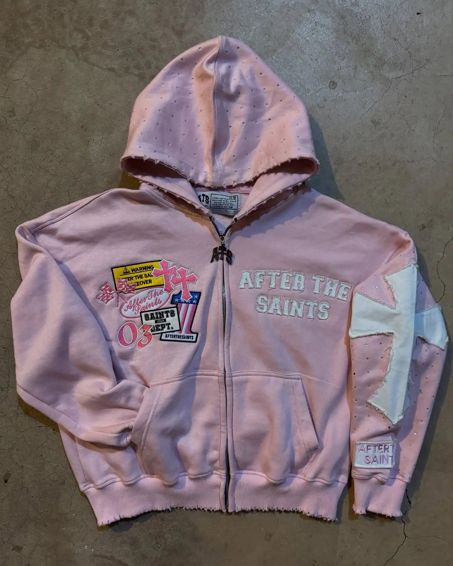 American Vintage Pink Hooded Zip Up Sweatshirt Set Side Letter Print Streetwear Hip Hop Fashion Casual Set Women's Streetwear