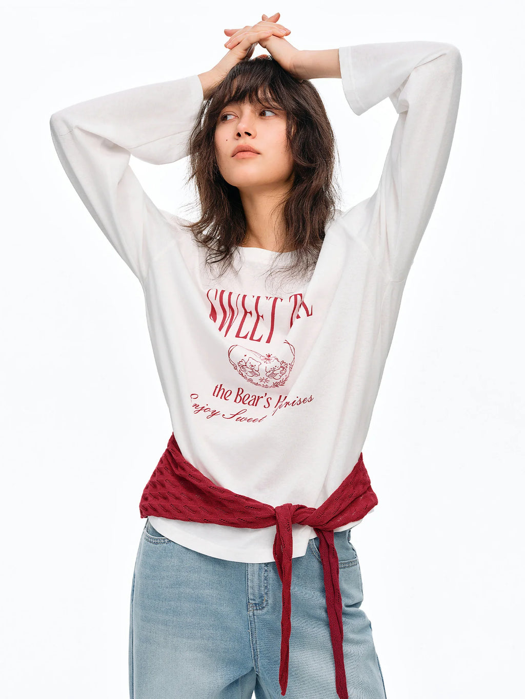 DUSHU Knitted Shawl Long-Sleeved T-Shirt 2026 Summer New Casual Two-Piece Set Letter Printed Leisure Chic Korean Trendy