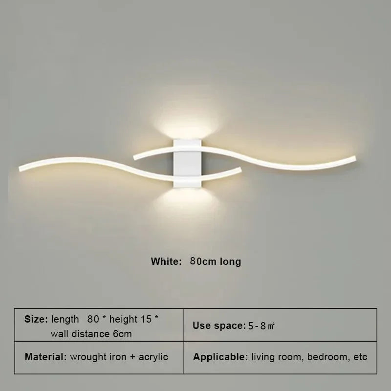 LED Wall Lamp 60/80CM Remote Control Wall Sconce Living Room TV Background Decor Bedroom Kitchen Stair Home Decor Led Lighting