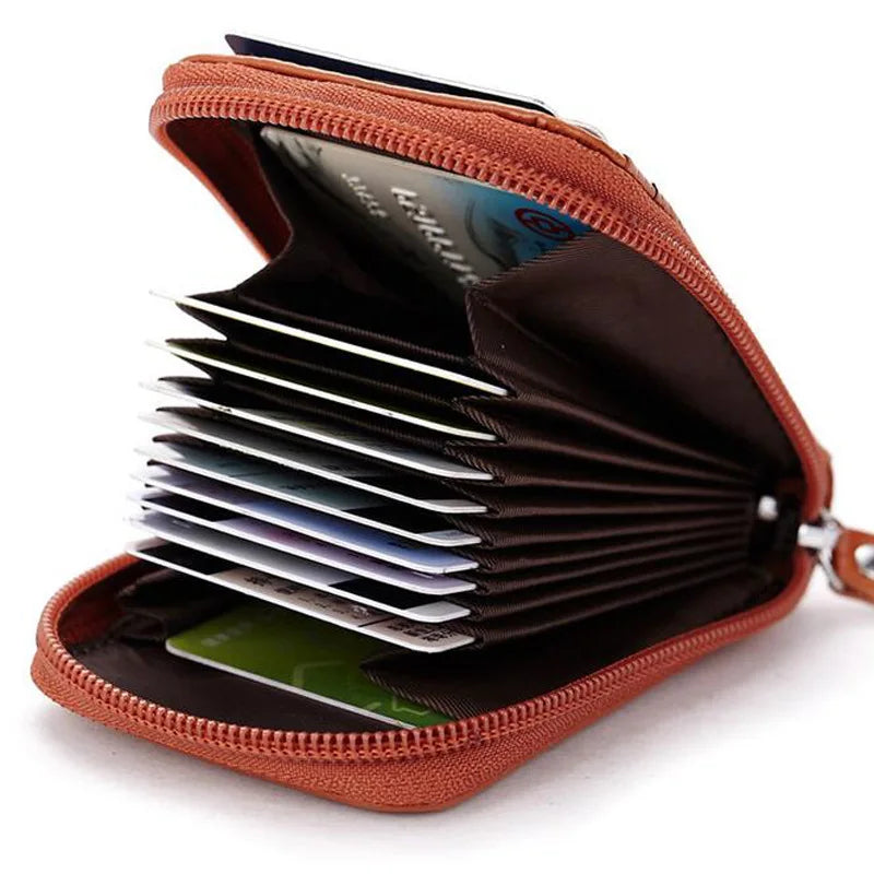 RFID Blocking Leather Wallet for Men Women, 12 Card Slot Accordion ID Driver License Holder, Thin Minimalist Credit Card Organiz