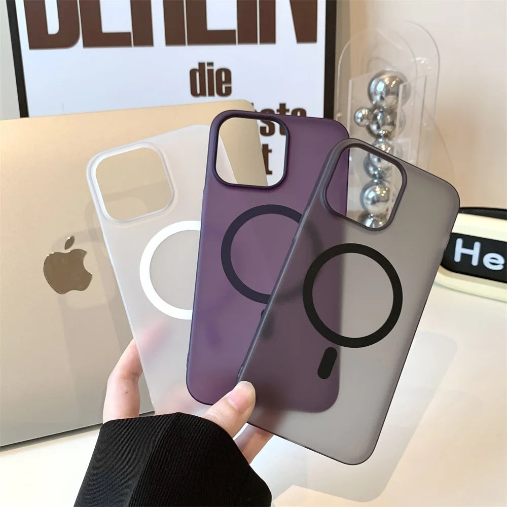 Matte Ultra-Thin for Magsafe Case For iPhone 17 16 15 14 13 12 Pro Max Plus Magnetic Wireless Charger Hard PC Translucent Cover
