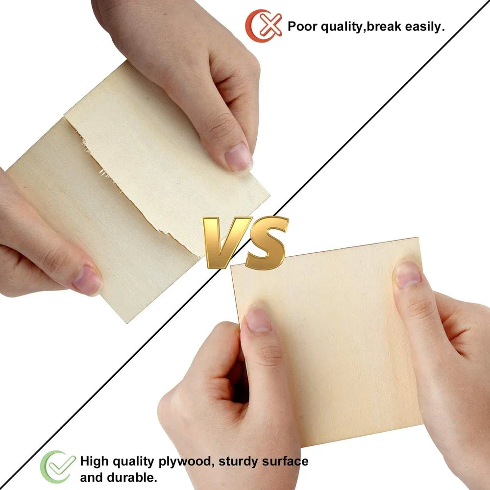 Wood Square 4x4in Blank Wood Sheet for Crafts, Thin Unfinished Wood Squares for Wood Burning Painting Staining Wood Engrav