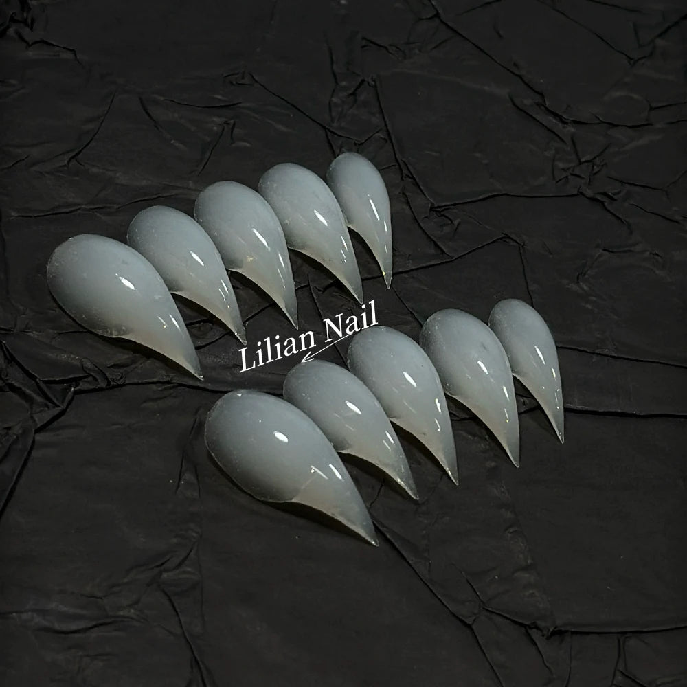 10Pcs Spice Girl Colorful Handmade Full Cover False Nail Y2K Long Dragon Shape Claw Cat Eyes Gradients Reusable Press On Nails