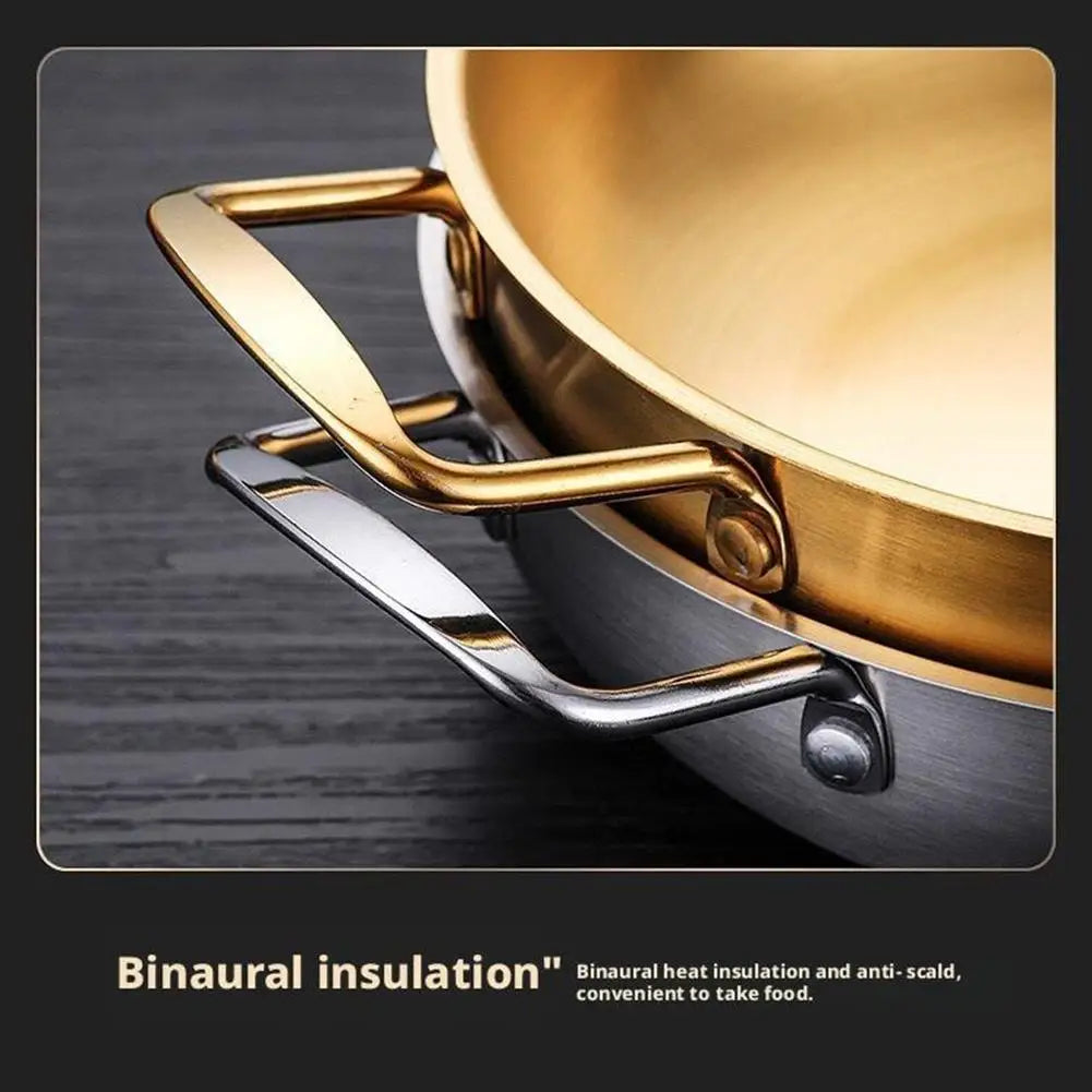 Stainless Steel Instant Noodle Pot Single Person Small Dry Double Flat Pot Seafood Ear Gas Bottomed Household Soup Pot Hotp W4Q0