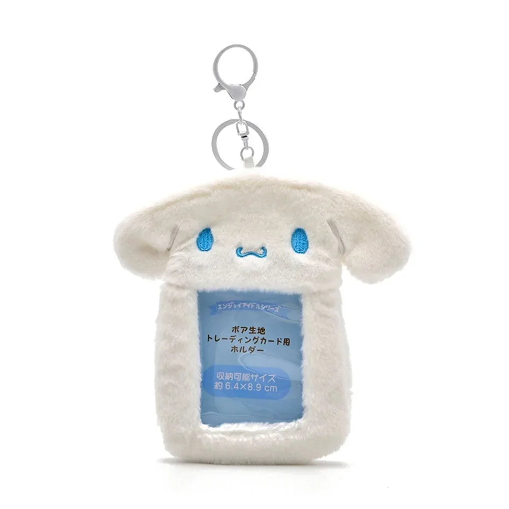 Hello Kitty Plush Card Case Keychain Kuromi Melody Card holder Kawaii Photo Card Display Sleeves Cute Bag Gifts