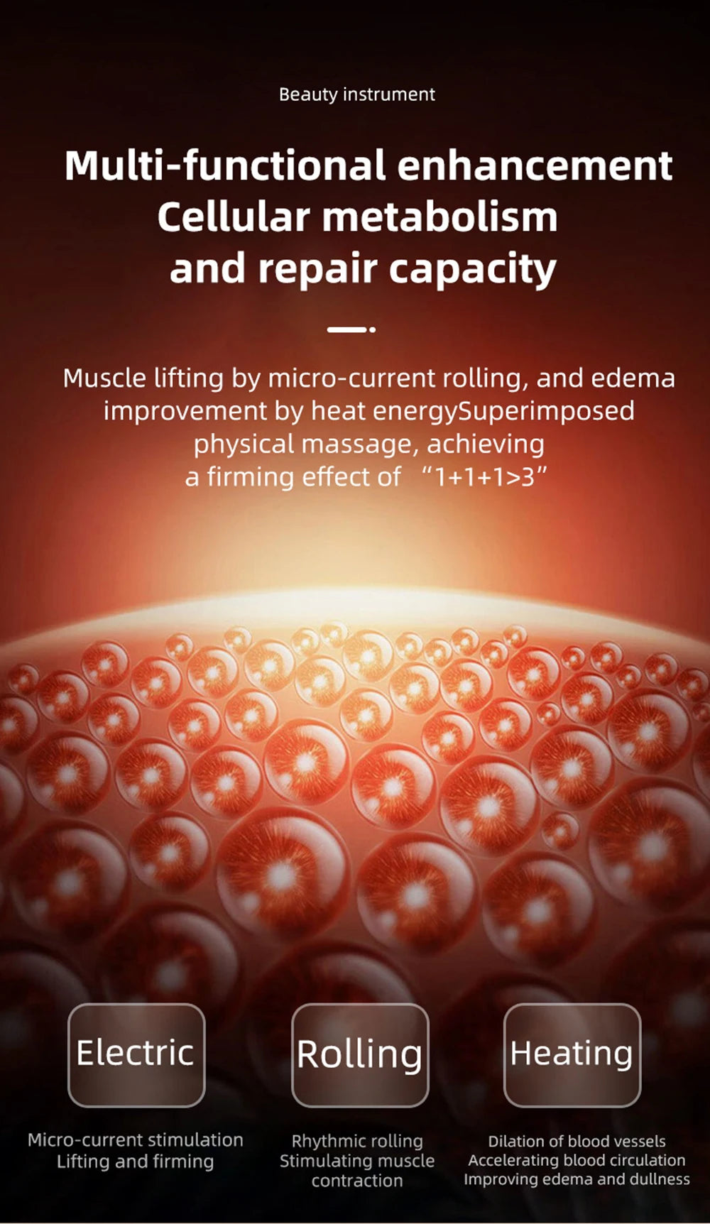 New Arrival 3D Electric 360 Rotation Roller Face Lifting Machine Heating Roller EMS Facial Vibrator Body Massager Skin Care Tool