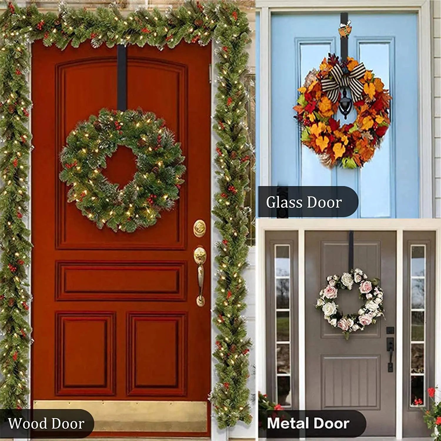 Easter Decoration Wreath Hanger for Front Door Christmas Halloween Metal Over The Door Single Hook Ornament Wreath Door Hanger