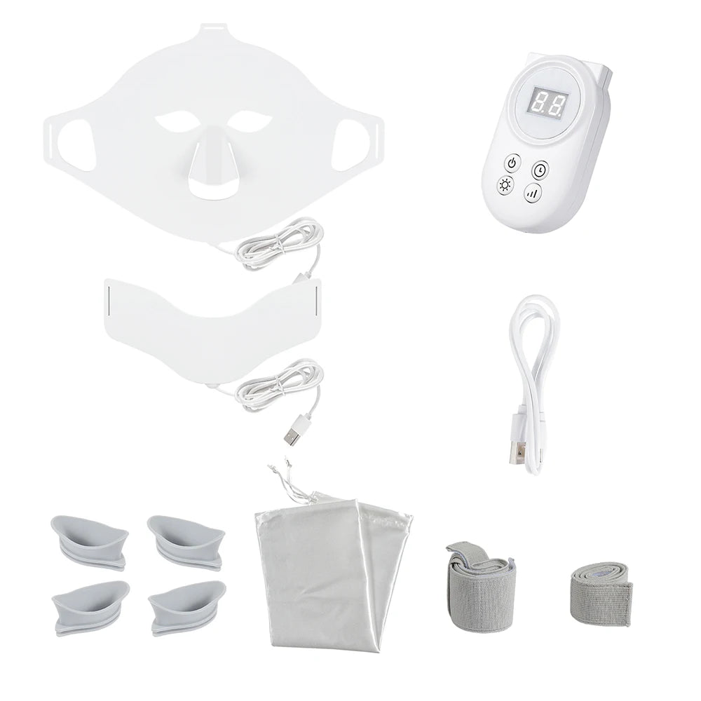 7 Colors Photon Face Neck LED Mask 3D Flexible Silicone Facial Beauty Mask Red Light Infrared Skin Care Repair Skin Wireless Use