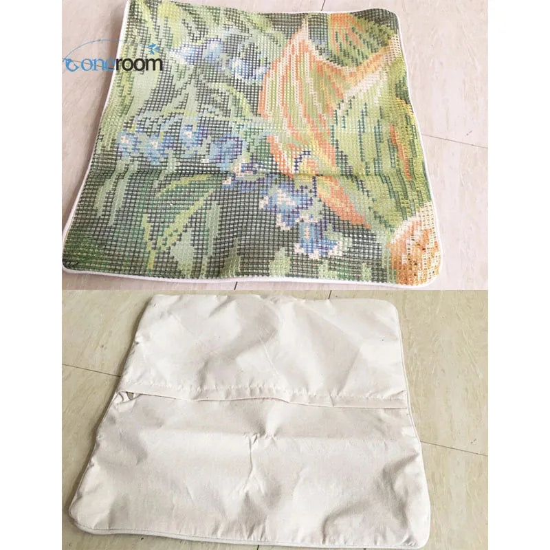 1patterns 411  DIY Needlework Kit  Acrylic Yarn Embroidery Pillow Tapestry Canvas Cushion Front Cross Stitch Pillowcase-