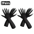 5/1pair Scary Long Nails Gloves Halloween Cosplay Ghost Claw Black Nails Finger Gloves Arm Sleeves Party Costumes Props Supplies