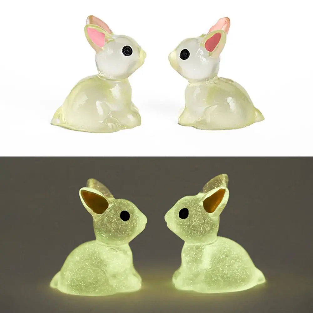 1PC DIY Cute Luminous Bunnies Microlandscape Gardening New Mini Rabbit Ornaments Home Decor Fairy Miniature Figurines