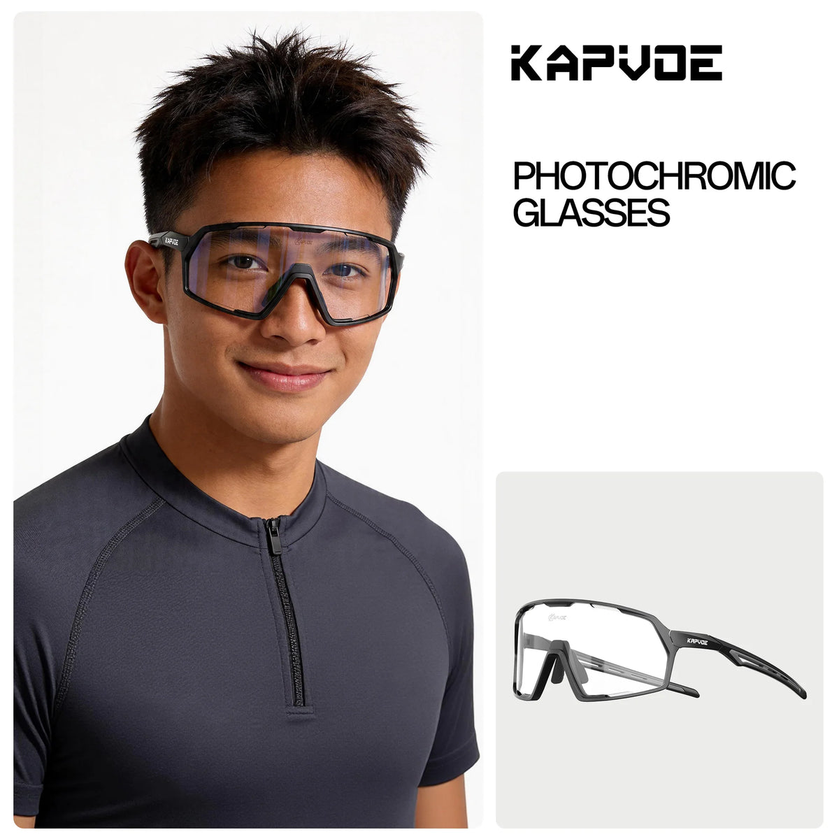 Kapvoe UV400 Photochromic Sunglasses on Sale Polarized Cycling Glasses