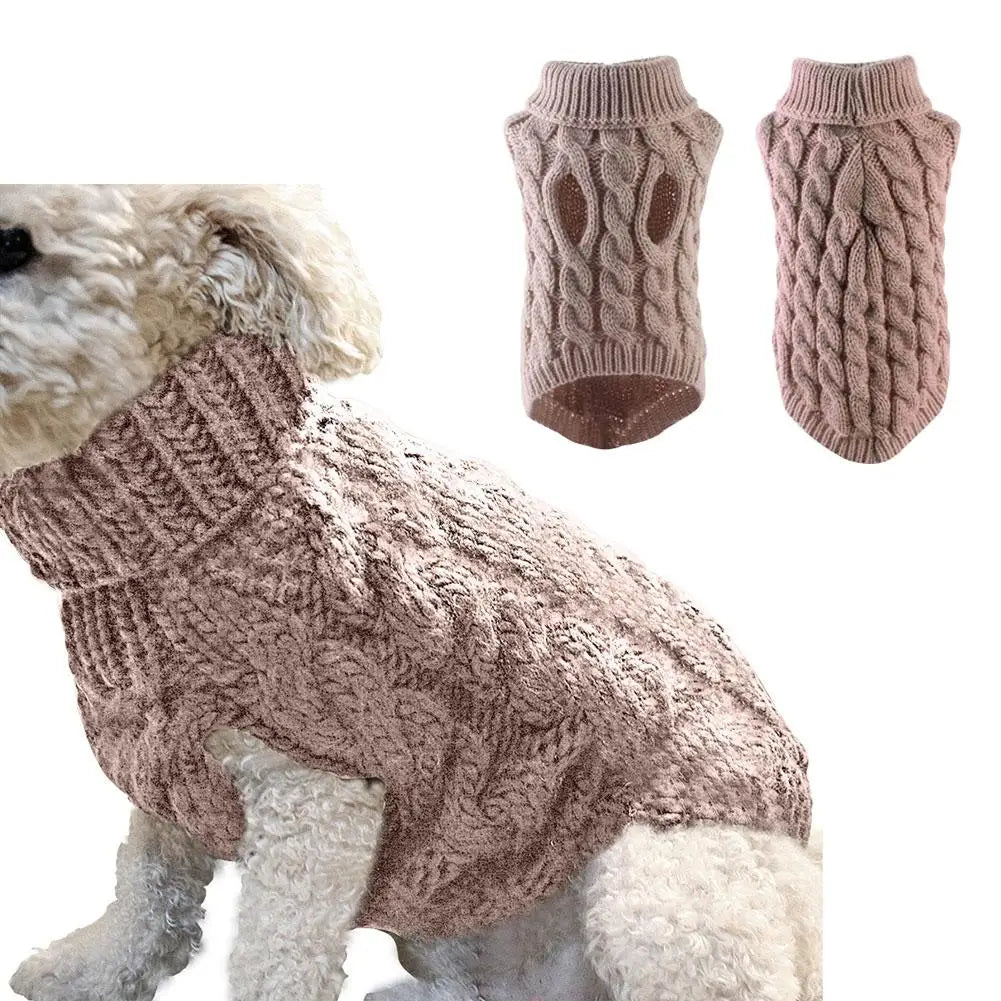 New Pet Small Pet Dog Clothes Sweater Fashion Autumn Winter Solid Fried Dough Twists Knitting Warm Comfort Clothing Wholesale