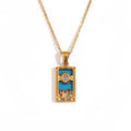 Tarot Charm Necklace, 18K Gold Plated Steel