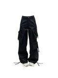 Women's Black Gothic Cargo Pants Y2K 90s Vintage Harajuku Retro