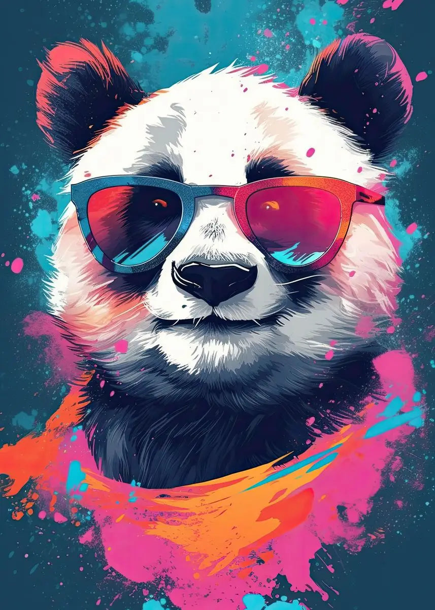 Cute Panda Blowing Bubbles Poster Graffiti Animals Art Print Canvas Painting Wall Pictures Living Room Room Home Decor Gift