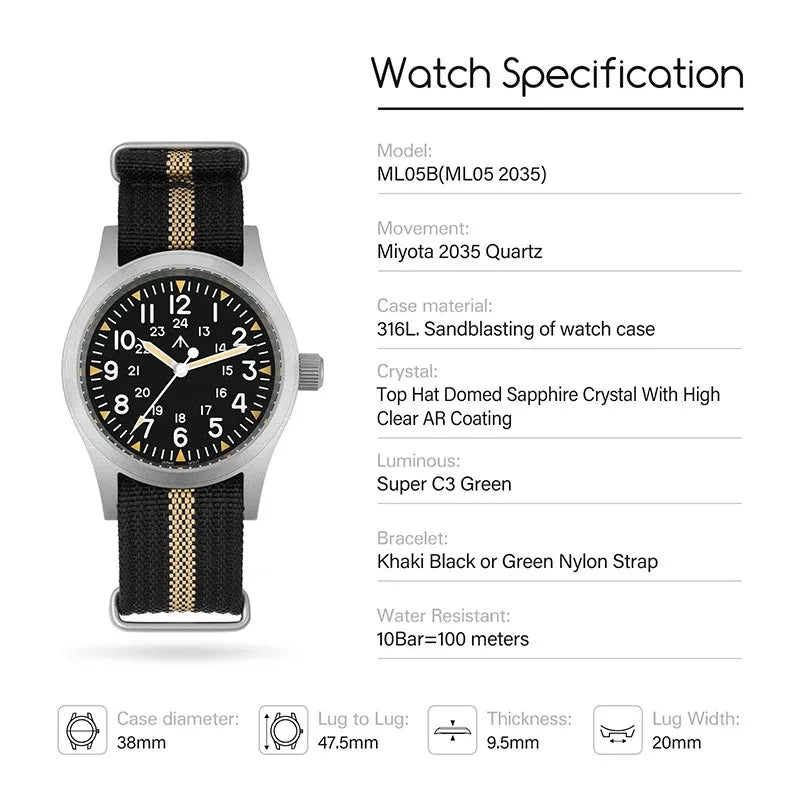 Militado ML05 38mm Military Watch