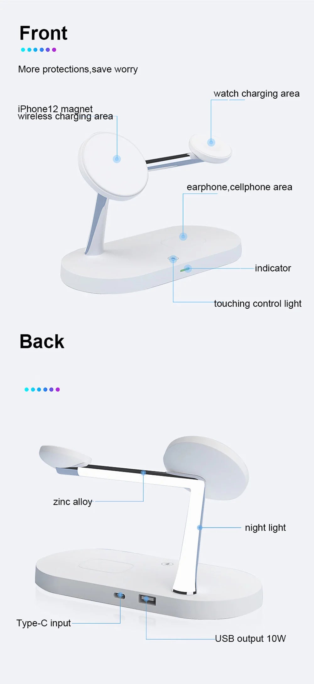 5 in 1 Magnetic Wireless Chargers Stand For iPhone 13 14 Charger Dock Station for Airpods Pro Wireless Charger With night light