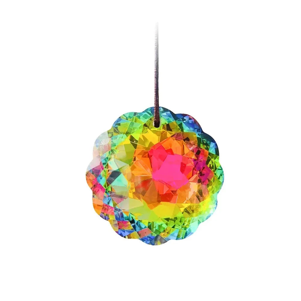 Crystal Decoration Sun Flower 45/60/63mm Rainbow Aurora Crystal Prism Chandelier Room Decoration Hanging Ornament Home Decor