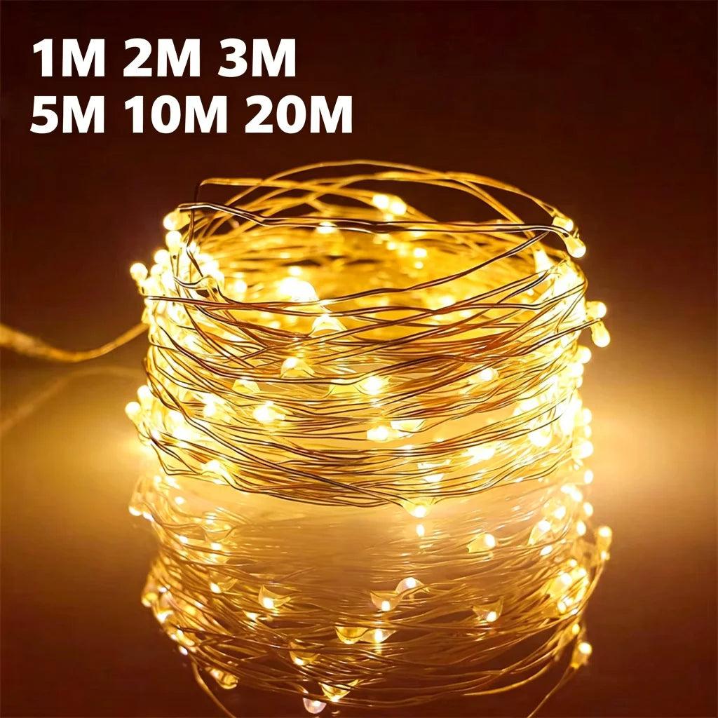 USB Led Fairy Lights Copper Wire String 1/2/3/5/10/20M 200LED