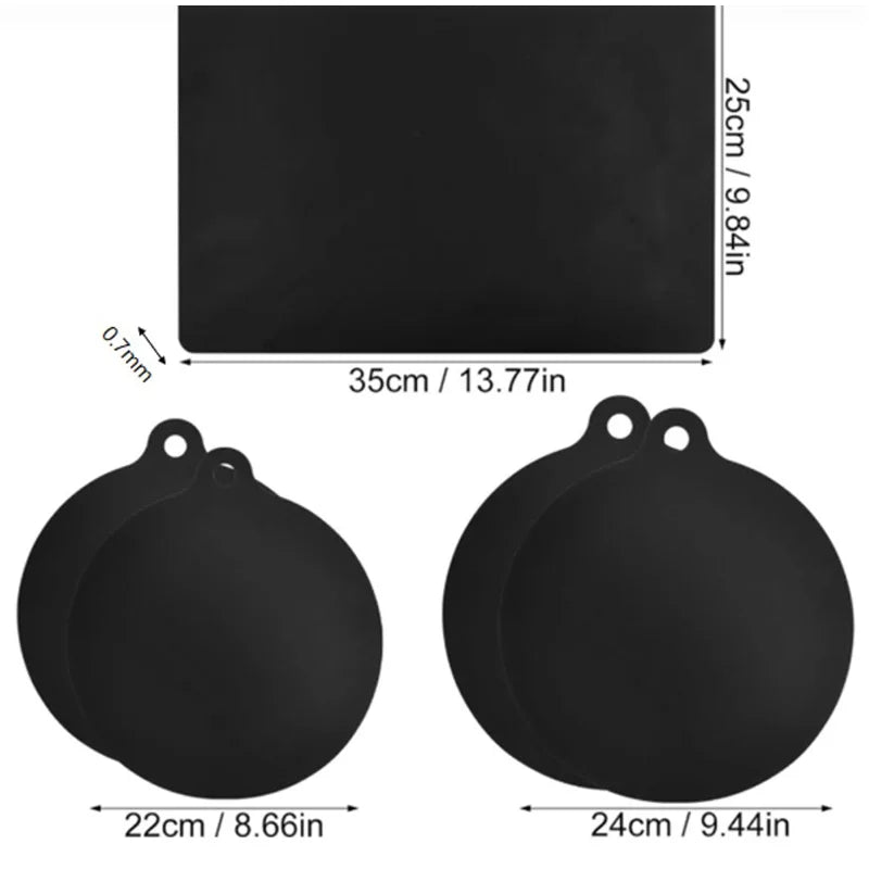 5PCS Induction Cooktop Black Protector Set Heat Resistant Electromagnetic Stove Protection Rectangular Round Mat For Kitchen Pot