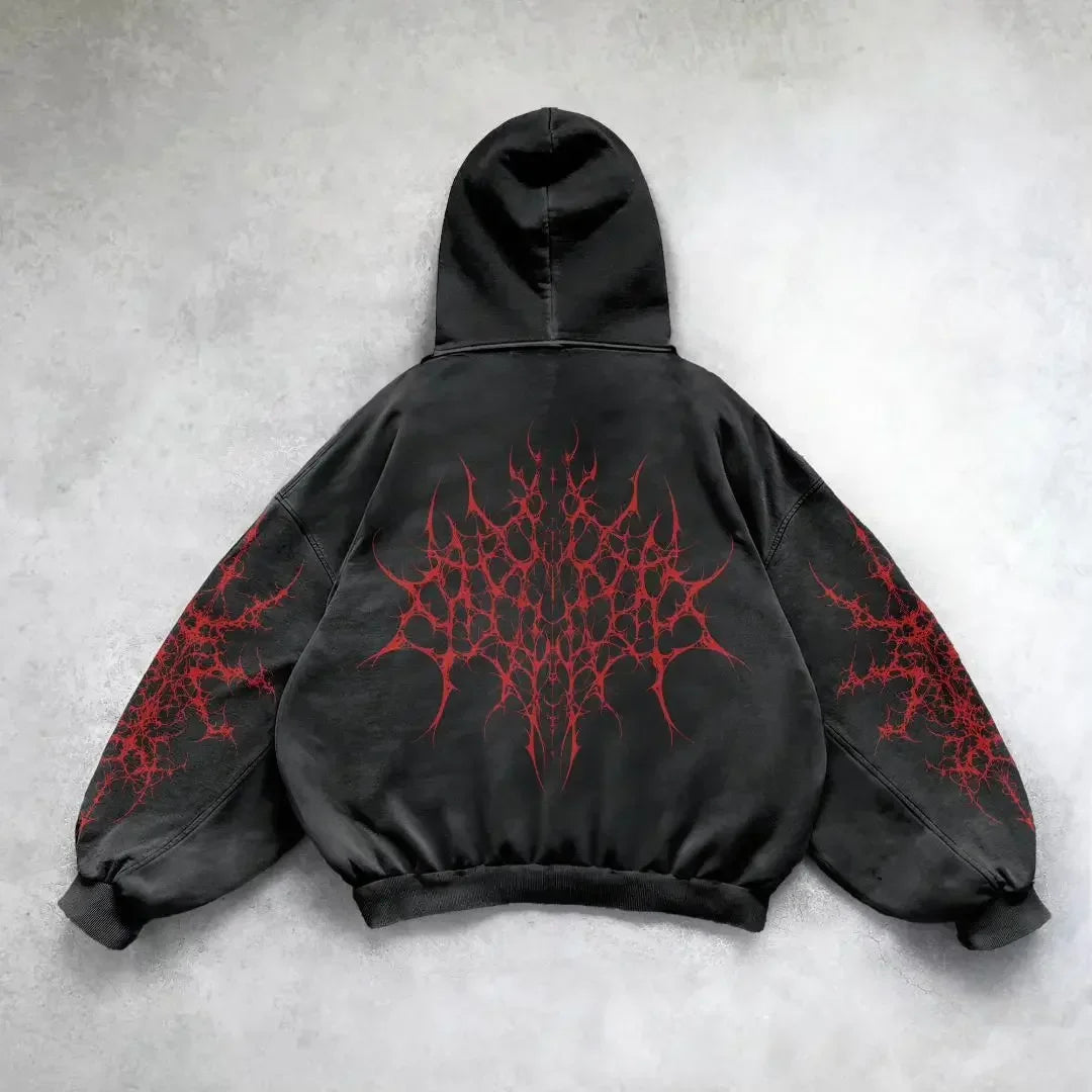 Divin Vintage Fashion Embroidery Zip Up Hoodies Y2k New Harajuku Hip Hop Coat Loose Hooded Sweatshirt Men And Women Streetwear