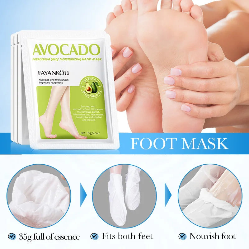 1/3/5 Pairs Avocado Exfoliating Foot Mask Feet Pedicure Remove Dead Skin Moisturizing Foot Exfoliator Feet Masks Skin Care