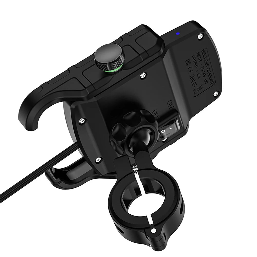 Motorcycle Phone Holder Wireless Charger Moto Motorbike Mirror Mobile Stand Support USB-C Fast Wireless Charging Cellphone Mount