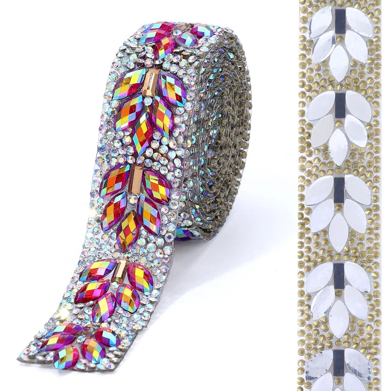Rhinestone Trim Crystal Beaded Ribbon Sparkling Mesh Rhinestone Applique Trim for Dress Sewing Wedding Decoration DIY Craft