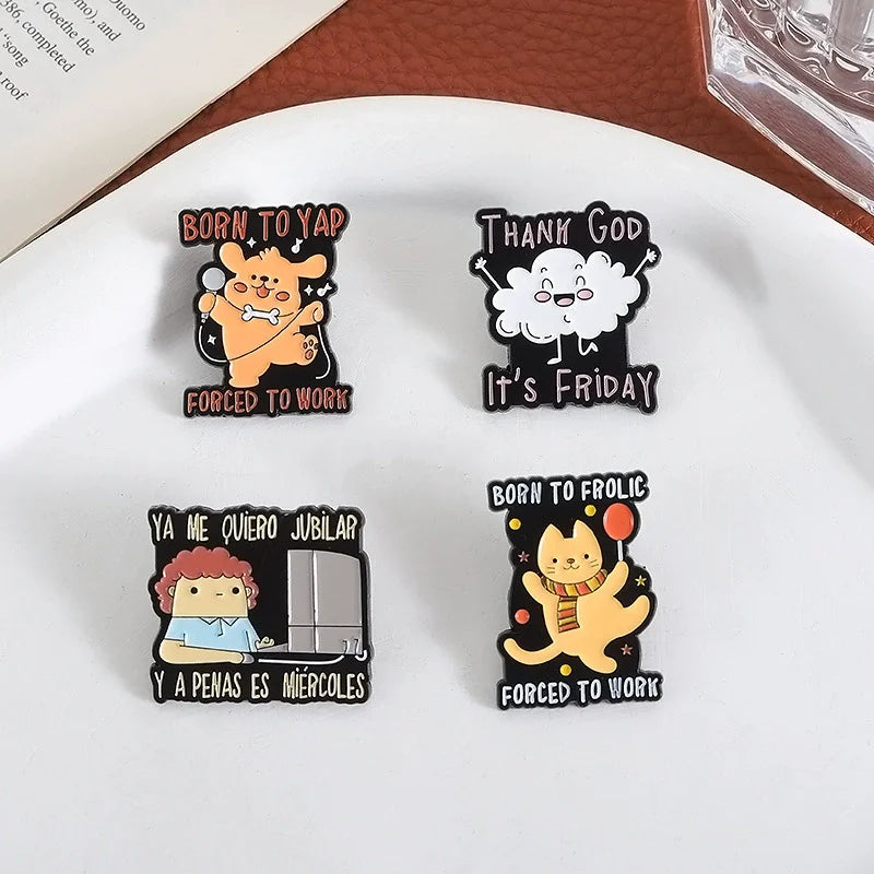 Creative Opossum Raccoon Cat Duck Pet Dog Enamel Pins Creative It's Fine I'm Fine Brooch Cute Penguin Turtle Sheep Pins Jewelry