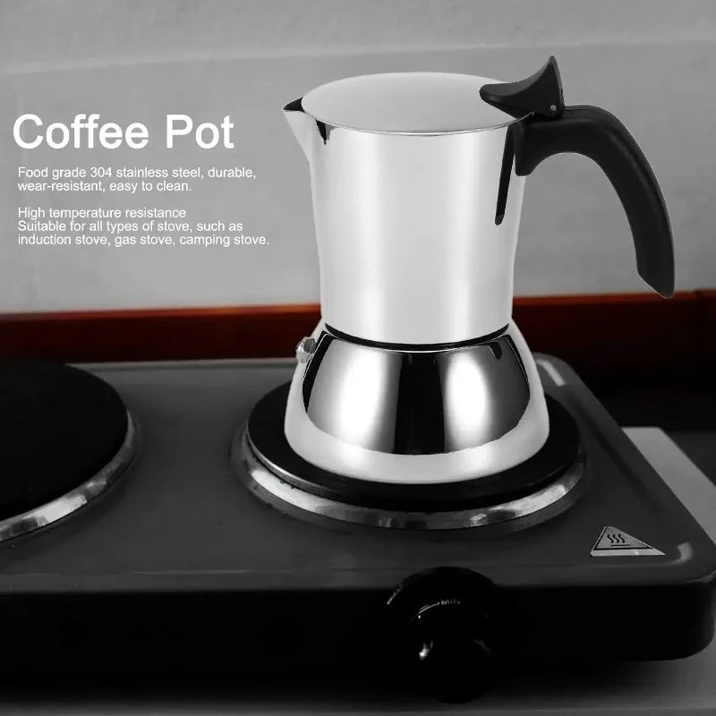 Stainless Steel Moka Pot Stovetop Espresso Maker Espresso Italian Coffee Percolator Make for Home Office Coffee Shop Camping Use