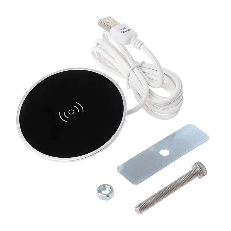 QI Wireless Charger Waterproof Aluminum Mirror Built-In for iPhone13-15 Pro Max Office Public Desktop Wireless Charger Built in