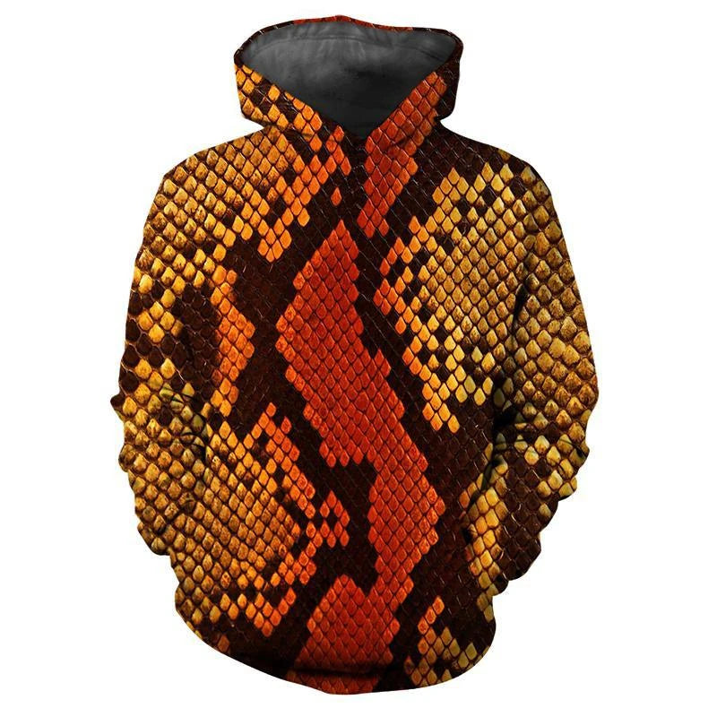 Personalized Snakeskin Pattern Hoodies Fashion Trend Long Sleeve